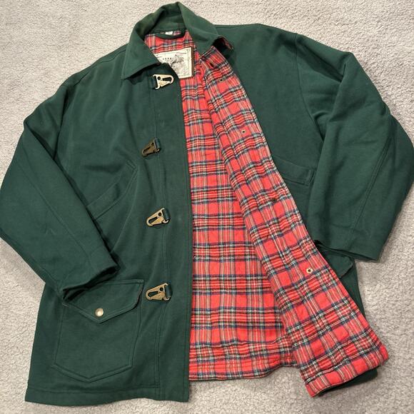 VTG 80s Express French Country Green Jacket Plaid Accent Latch Hook Small - Picture 1 of 11